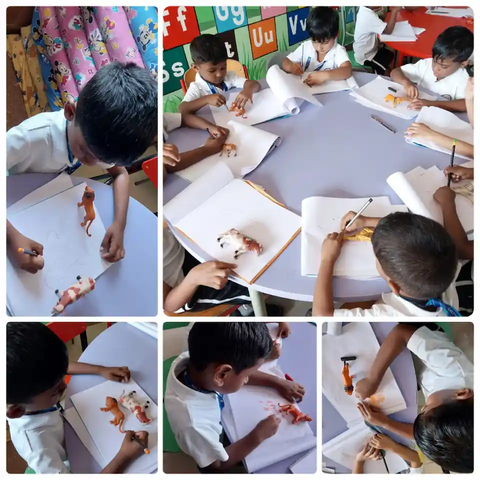 Circle time, Animal tracing, show and tell activity - Chettinad Public School | Kids Learning
